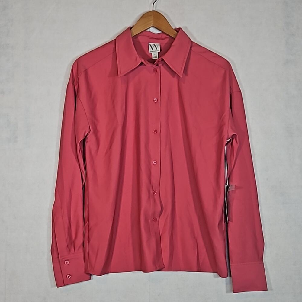 NWT Worthington Rose Pink Button Down Blouse Women’s Size Small